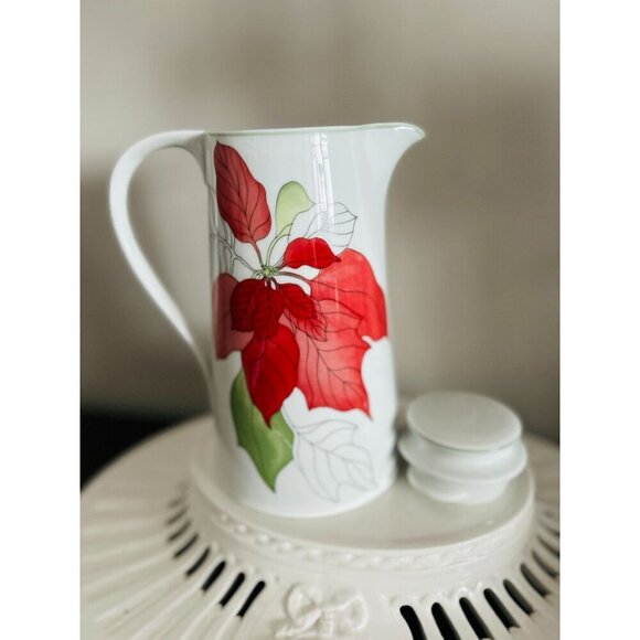 Block Spal Poinsettia Coffee Pot by Mary Lee Garten 10" - Picture 5 of 11